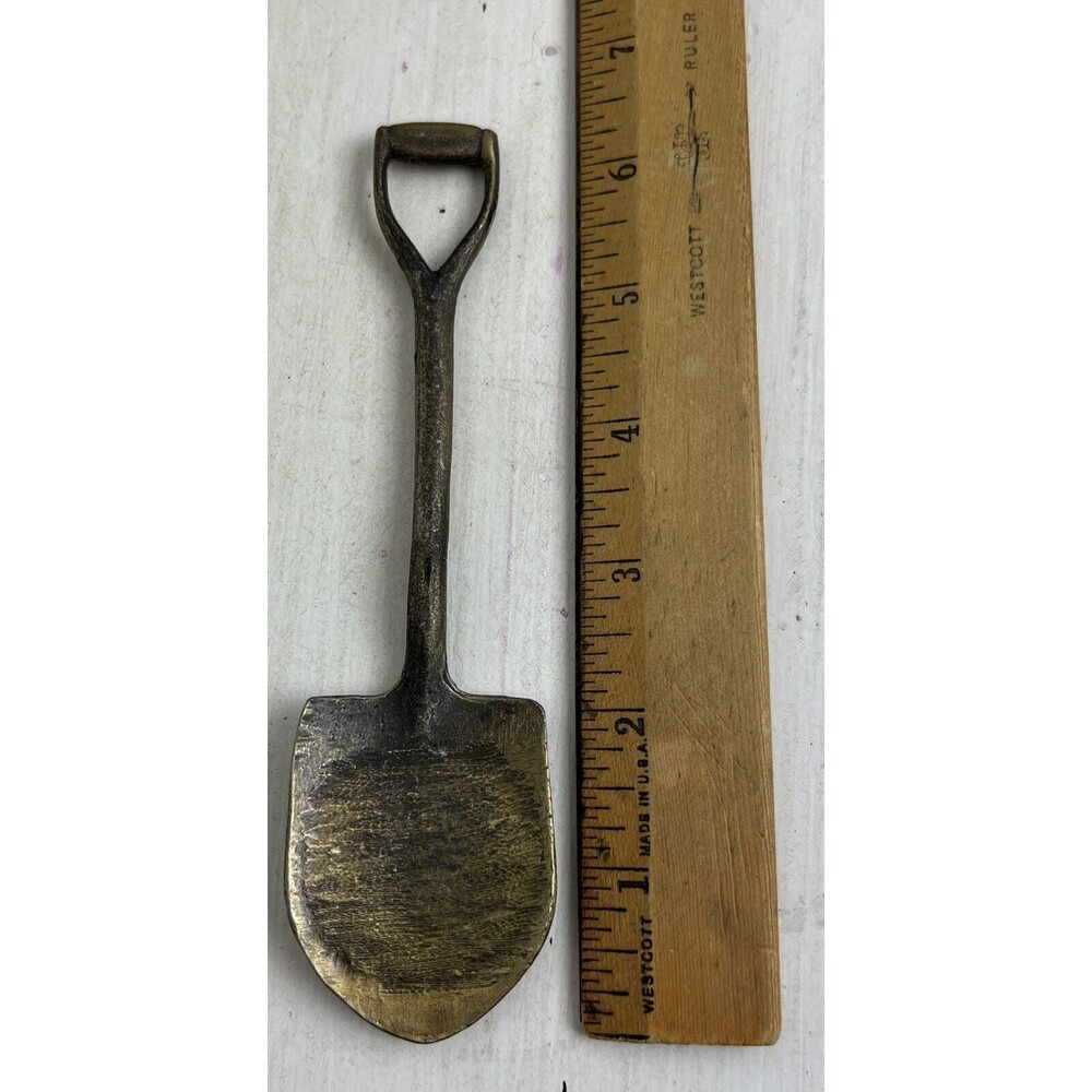 Small Brass Metal Shovel Spade Garden Tool Decoration 6.5 Inches Gift Spring - Picture 4 of 8